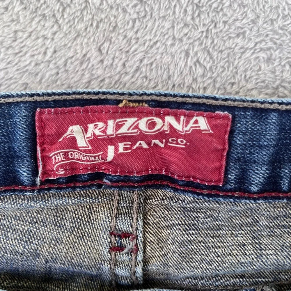 Arizona Jeans Mens 38X30 Blue Original Bootcut Mid Rise Ripped Dark Wash Denim‎